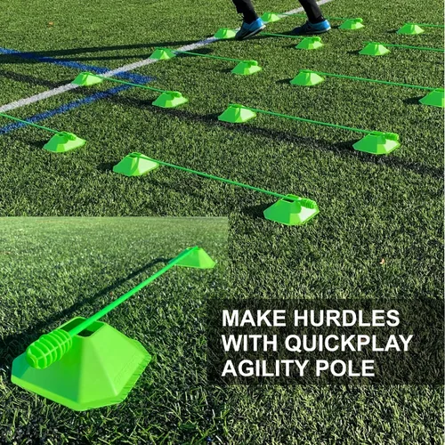 Vista 3 de QUICKPLAY Conos de fútbol - Juego de 20 Conos deportivos compactos altamente visibles Bright bold colors, Stackable & durable, Marks drills