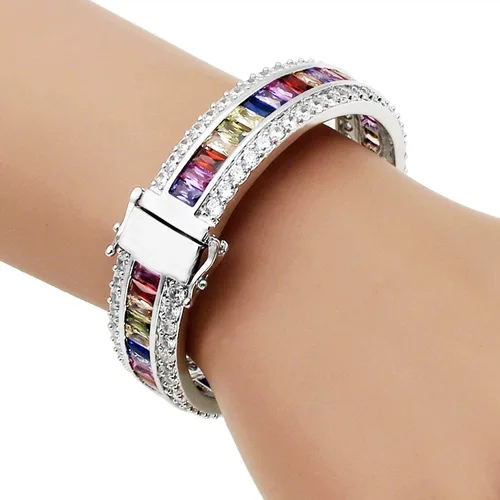 Vista 3 de Pulseras de amatista para mujer, color granate, rubí azul, zafiro, pulsera de tenis, novia, novia, joyería, Piedra Platino, morganita, topacio