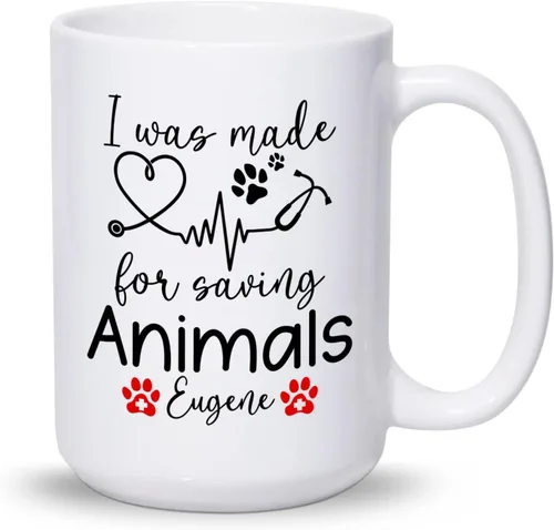 Vista 10 de Taza veterinaria personalizada, taza veterinaria de cuidado de animales, regalos para veterinarios, taza con nombre personalizado de veterinario
