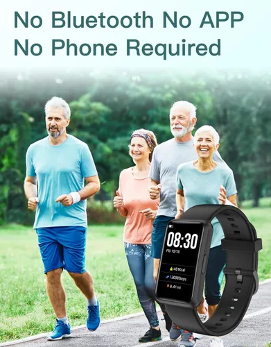Vista 2 de HUAKUA - Rastreador de fitness sin Bluetooth, sin aplicación, sin necesidad de teléfono; reloj de fitness para hombres, mujeres y padres