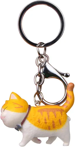 Vista 7 de Mini lindo dibujos animados gordito gato modelo colgante juguete llavero bolsa colgante colgante llavero llavero coche accesorios para mujeres
