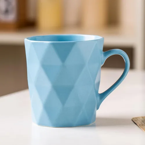 Vista 2 de Juego de 6 tazas de porcelana de 11 onzas, juego de tazas de té y cacao, azul, mate