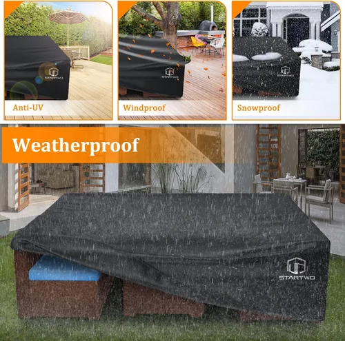 Vista 6 de Cubiertas para muebles de patio STARTWO impermeables, resistentes a los rayos UV, resistentes a los desgarros, resistentes para 7-12 asientos