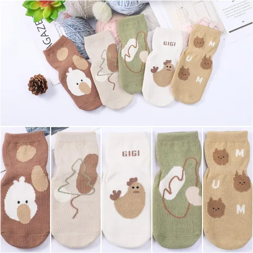Vista 2 de BOOPH Calcetines antideslizantes para niños pequeños, 5 pares