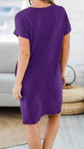 Vista 7 de Ecolley Vestidos casuales de verano sueltos para mujer con bolsillos, cuello en V, vaporoso, vestido de playa, manga con puños, cómodo