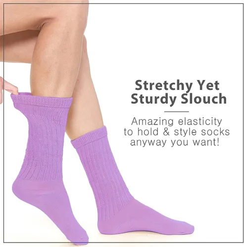 Vista 5 de BASICO Paquete de 6, 3 calcetines holgados para mujer, color rosa, beige, azul marino, blanco, negro, calcetines de los años 80 y 90