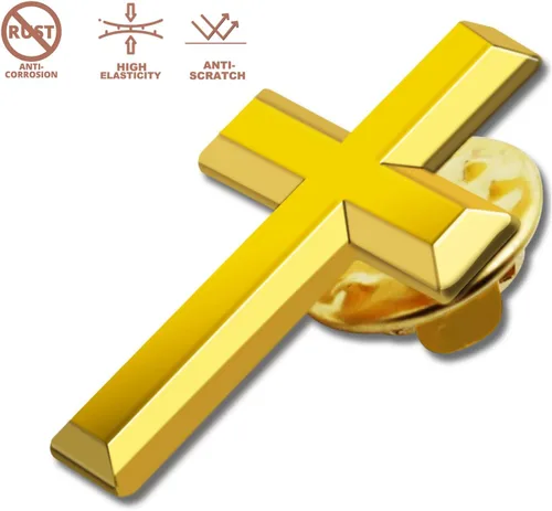 Vista 2 de 122450100 Pcs Mini Small Gold Cross Lapel Pins (1 in) For Men Women Religious