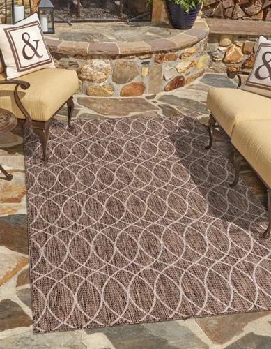 Vista 13 de Unique Loom Outdoor Trellis Collection - Alfombra de área (10 pies, redonda, verde/marfil)