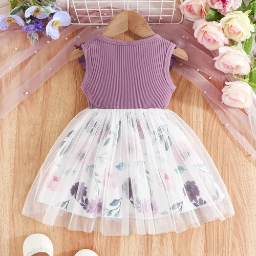 Vista 3 de Vestido de tul tutú para niñas pequeñas, sin mangas, con volantes, esponjoso, lindo, vestido de verano para fiesta escolar casual