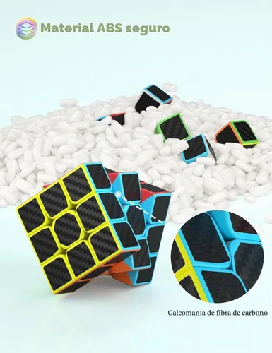 Vista 3 de ROXENDA Speed Cube Set - Paquete de cubo mágico de fibra de carbono