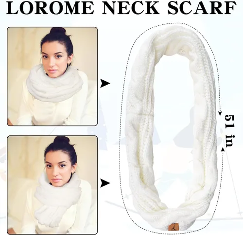 Vista 4 de Winter Hat Scarf Gloves and Ear Warmer, Warm Knit Beanie Hat Touch Screen Gloves Set Winter Gifts Neck Scarves for Women