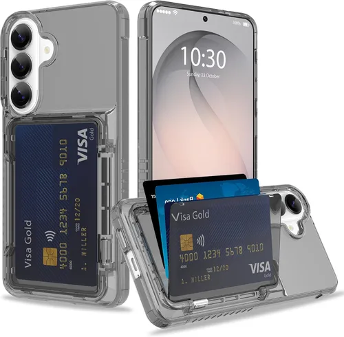 Vista 8 de Funda tipo cartera para iPhone 13 Pro Max con 3 ranuras para tarjetas de crédito, a prueba de golpes, híbrida, resistente, transparente Cubierta