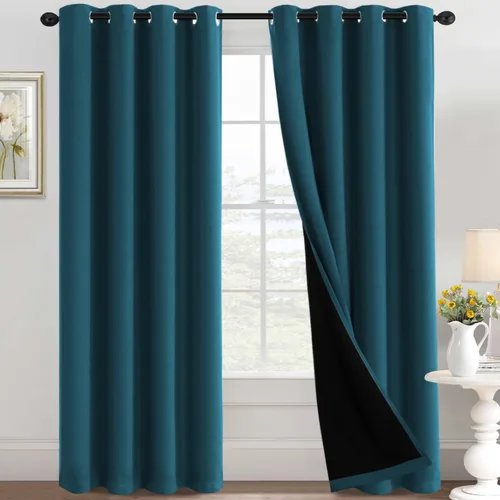 Vista 26 de H.VERSAILTEX Cortinas 100% de opacidad con aislamiento térmico, cortinas opacas completas para sala de estar, cortinas de ventana de eficiencia