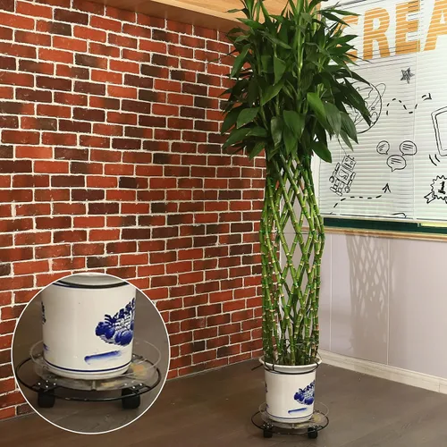 Vista 8 de Paquete de 3 cajas grandes de metal para plantas de 13 pulgadas con ruedas, soporte rodante de hierro forjado resistente con ruedas para macetas