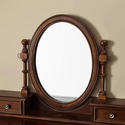 Vista 6 de Vintage Vanity Desk with Adjustable Angle Mirror, 39.4 in Wooden Makeup Dressing Table Set for Bedroom with 5 Drawers, Cushioned Stool