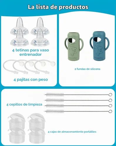 Vista 8 de Kit de conversión de taza para sorber con fundas de silicona para biberón de vidrio estrecho y estrecho Dr Browns de 8 onzas, kit de repuesto