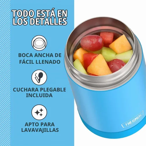 Vista 4 de THERMOS FUNTAINER - Tarro de comida con cuchara, 16 onzas, azul mezclilla Azul denim