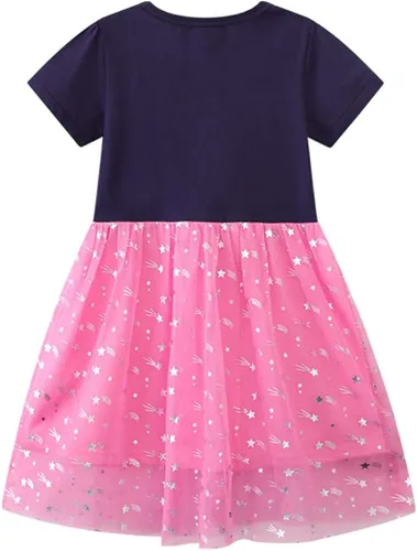 Vista 2 de VEOAY Vestidos tutú para niñas pequeñas, lindo vestido casual de falda de tul para verano, hogar, escuela, fiesta, 2-7T