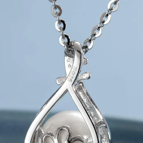 Vista 4 de FANCIME Pearl Jewelry Gifts June Birthstone Necklace 9-10mm Genuine Cultured Freshwater Pearl in Sterling Silver Infinity Pearl Necklace Fine
