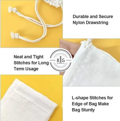 Vista 4 de Mayatra's Bolsa de lavandería de algodón para ropa, organizador de viaje, bolsa ecológica de algodón 100% puro con cordón, tamaño grande, bolsa