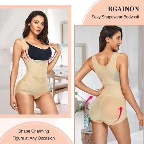 Vista 2 de RGAINON Body de entrenamiento de cintura para mujer, con control de abdomen, adelgazante, Fajas Colombianas, moldeador de cuerpo, busto abierto