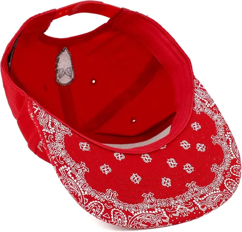 Vista 4 de Trendy Apparel tienda bordado de la Bandana snapback de calavera con estampado de cachemira Flatbill Cap