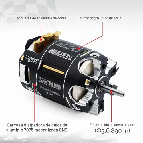 Vista 3 de Superar Hobby Rocket 540-V6-sensored Brushless 21.5Tkv Eje 5.0 Motor Uso para 1:10 RC Racing Car (Eje 5.0, 21.5T kv)