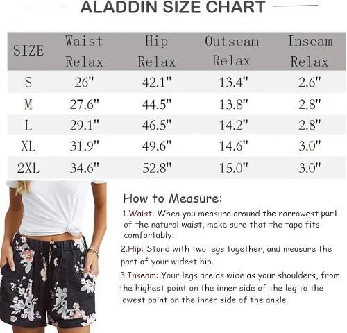 Vista 6 de Pantalones cortos elásticos para mujer pantalones cortos sueltos con cordón puro con estampado de algodón pantalones cortos casuales