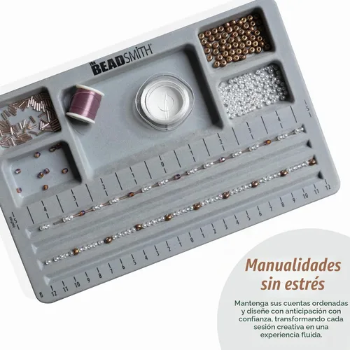 Vista 5 de The Beadsmith Mini tablero de cuentas, gris flocado, 4 canales rectos, 5 compartimentos empotrados, 7.75 x 11.25 pulgadas, tableros de diseño