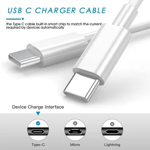 Vista 5 de Cargador para iPhone 16/15 Pro Max de carga rápida, bloque de cargador USB C de 20 W, paquete de 3 cables de carga rápida tipo C, cable de carga