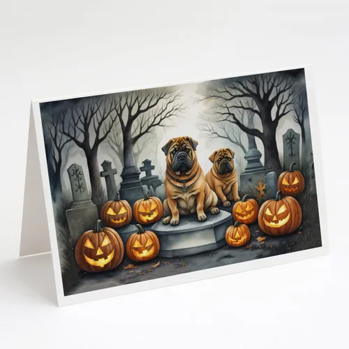 Vista 44 de Caroline's Treasures DAC2042GCA7P Golden Retriever - Tarjetas de felicitación y sobres de Halloween espeluznantes, paquete de 8 tarjetas en blanco