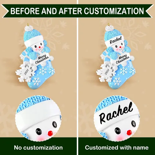 Vista 4 de Adorno personalizado para la primera Navidad del bebé, regalo de recuerdo navideño, mi primer adorno de Navidad, azul