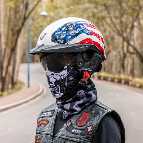 Vista 9 de VCOROS VHF04 - Casco de motocicleta para adultos, estilo retro, con cara abierta Adult Vintage Cruiser Motorcycle Helmet Retractable Sun Visor DOT