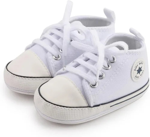 Vista 6 de KIDSUN zapatos deportivos altos hasta el tobillo para bebés, niños y niñas con suela antideslizante, suaves, para recién nacidos, zapatos
