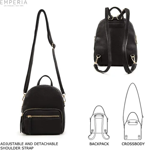 Vista 5 de EMPERIA Klara - Mochila pequeña de piel sintética, casual, de 3 vías, ligera, convertible para mujer, Rojo, talla única , Mochilas tipo mochila