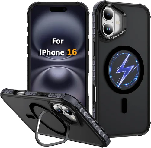 Vista 23 de Funda KETGII para iPhone 13, para iPhone 14, compatible con MagSafe, carga inalámbrica, resistente, a prueba de golpes, pata ajustable, delgada