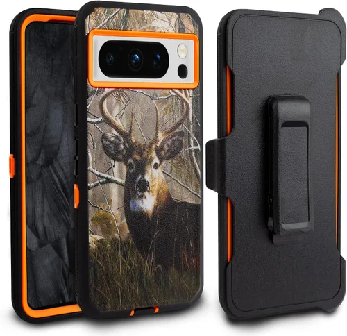 Vista 9 de Funda para Google Pixel 8 Pro, resistente y duradera, con protección de puerto, incluye soporte de clip con protector de pantalla integrado (negro)