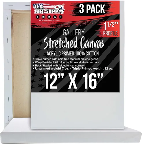Vista 15 de U.S. Art Supply Paquete de 5 Bastidores estirados en masa para pintar 4 x 6 pulgadas de profundidad de galería, perfil de 1-1/2" - Calidad