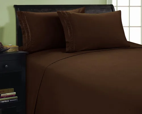 Vista 6 de Elegant Comfort 1800 Premier Chain Design - Juego de sábanas de 4 piezas, lujoso, sedoso, suave, resistente a las arrugas y a la decoloración