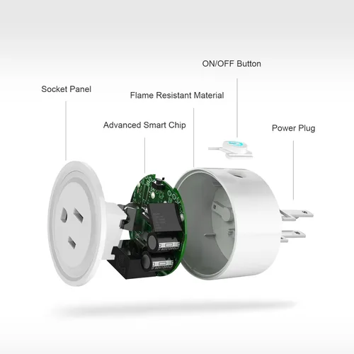 Vista 6 de Enchufe Inteligente con Wi-Fi habilitado, Mini enchufe Inteligente que funciona con Amazon Alexa, Google Home, Salida de control remoto con función