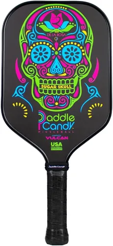 Vista 6 de Vulcan Paddle Candy Sugar Skull Pickleball Paddle Rendimiento híbrido Núcleo de polipropileno Aprobado por USAP Múltiples opciones