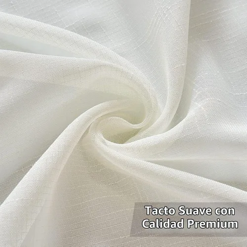 Vista 6 de MIULEE 2 paneles de cortinas traslúcidas con textura de aspecto de lino natural, elegantes cortinas de marfil sólido, con ojales en la parte