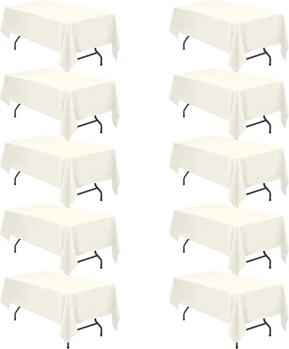 Vista 88 de BRILLMAX - Manteles para mesa rectangular de 6 pies, tela de lino de poliéster, lavable, para boda, recepción, banquete, fiesta de cumpleaños, 60 x