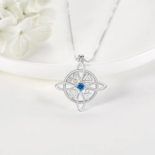 Vista 40 de YAFEINI Collar con dije de nudo de bruja de plata de ley, amuleto de bruja de cruz celta, regalo para mujer