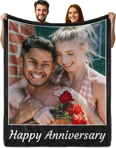 Vista 16 de PUREFLY Manta Personalizada con Texto y Fotos, Mantas Personalizadas Regalos para Esposo Esposa Novia Novio Cumpleaños Aniversario Boda San Valentín