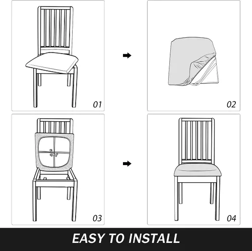 Vista 7 de Fundas de asiento para comedor, funda de terciopelo suave para silla de comedor con correas, fundas de asiento lavables (2, azul)