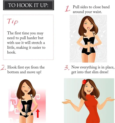 Vista 7 de Corsé de entrenamiento de cintura para mujer, moldeador de cuerpo, control de abdomen con ganchos ajustables