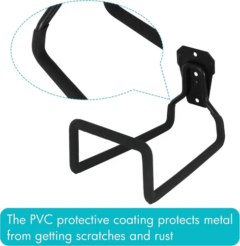 Vista 3 de Paquete de 2 soportes de pared para manguera de jardín, colgador de metal con revestimiento protector, gancho de agua para patio exterior, se adapta