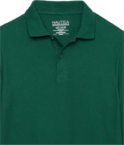 Vista 3 de Nautica Camisa polo de manga larga para uniforme escolar para niños, cierre de botón, cómoda, tela transpirable