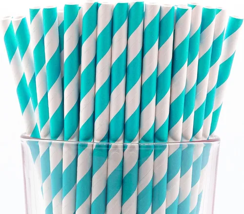 Vista 23 de Paquete de 150 pajitas de papel biodegradables de 4 capas de cheurón rosa bebé (compostables, no tóxicas, sin BPA)